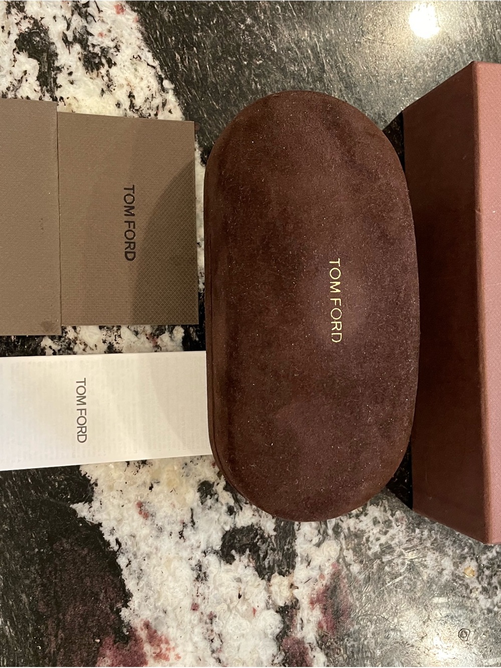 Tom Ford Men's Eyewear Case in Deep Brown with Gold Logo